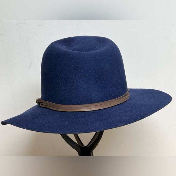 Men's Goorin Bros Billy Blue Wide Brim Wool Fedora Hat Made In USA - Picture 6 of 10